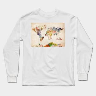 world map landmarks Long Sleeve T-Shirt